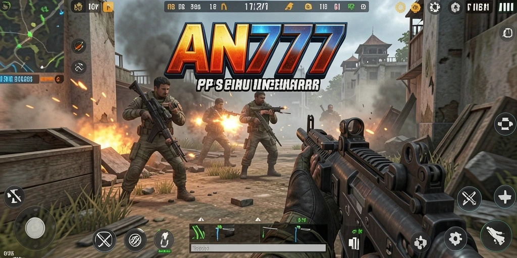 Gameplay AN777 menunjukkan aksi pertempuran FPS yang intens dan mendalam.