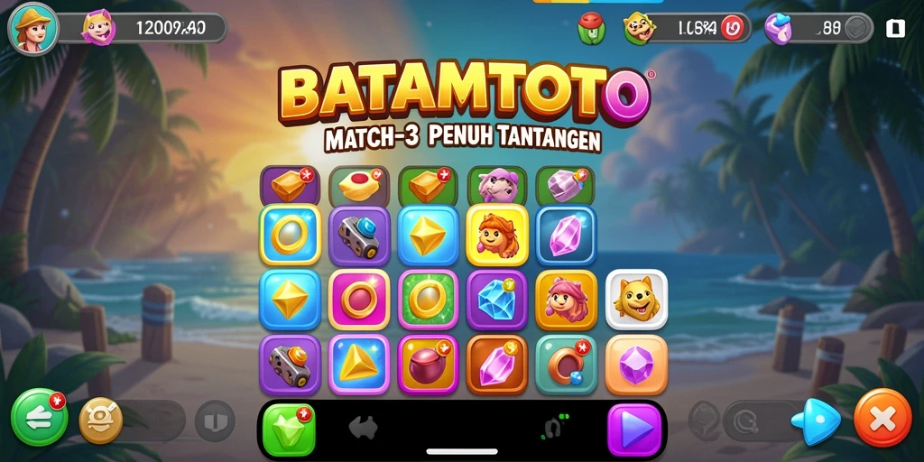 Tangkapan layar gameplay BATAMTOTO dengan objek colorful dan tantangan menarik.
