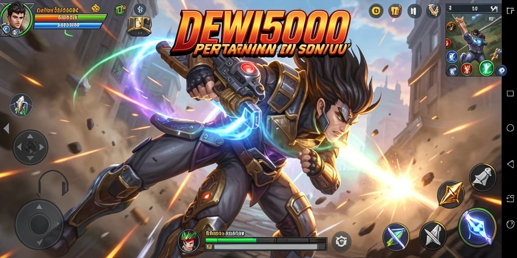Screenshot gameplay DEWI5000 yang penuh aksi.