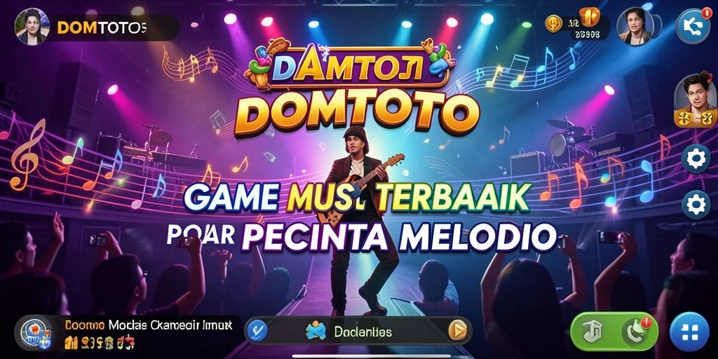 Tampilan screenshot utama DOMTOTO yang menunjukkan serunya gameplay musik.