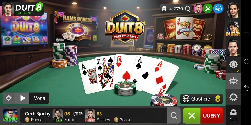 Tampilan gameplay Poker yang seru dan interaktif di DUIT8.