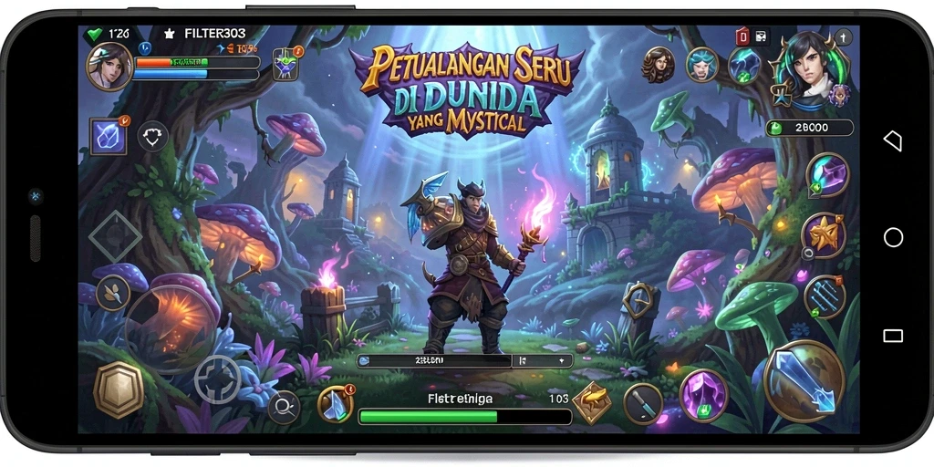 Tampilan gameplay FILTER303 yang menakjubkan dan penuh aksi petualangan.