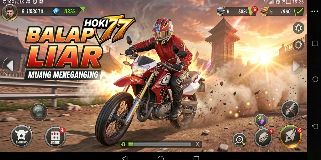 Screenshot HOKI777 menampilkan aksi balapan motor yang mendebarkan dan grafis yang menawan.