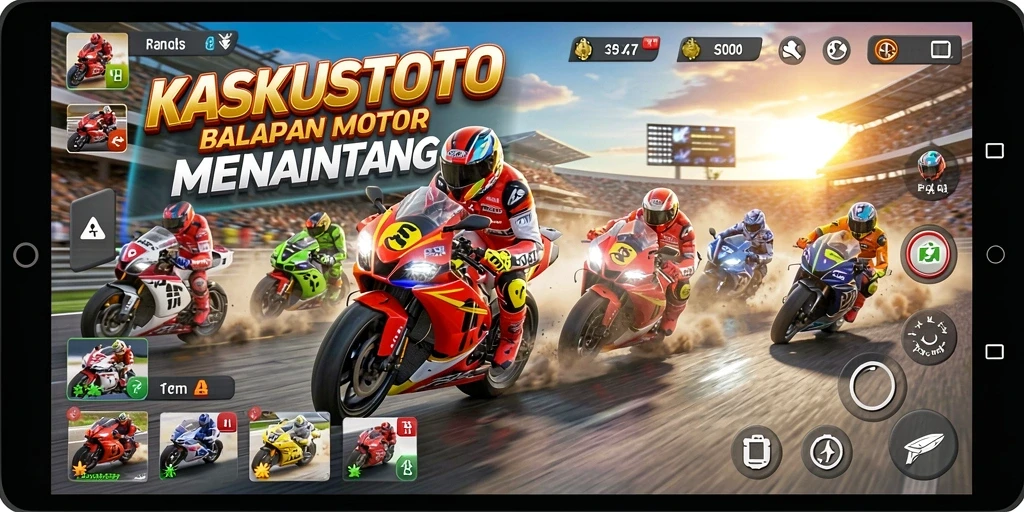 Gameplay KASKUSTOTO dengan lintasan balapan penuh aksi.