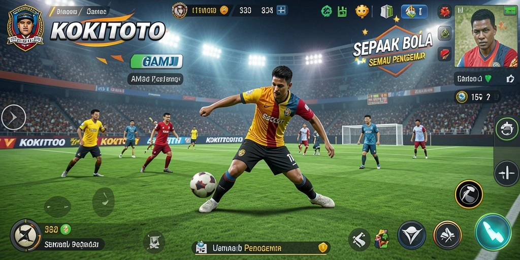 Tampilan aksi spektakuler dalam permainan sepak bola KOKITOTO.