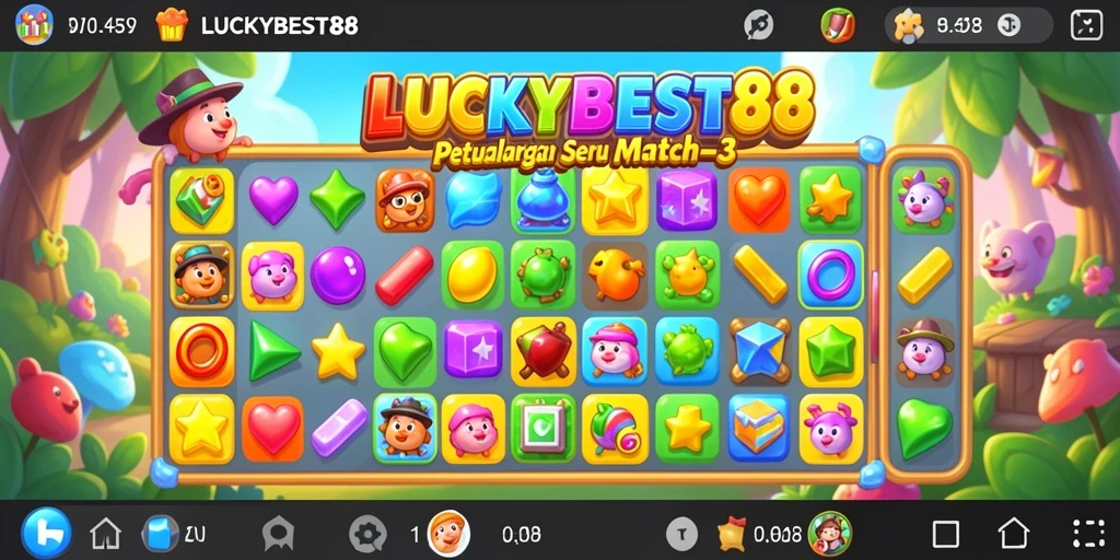 Screenshot gameplay LUCKYBEST88 dengan level Match-3 yang menantang.