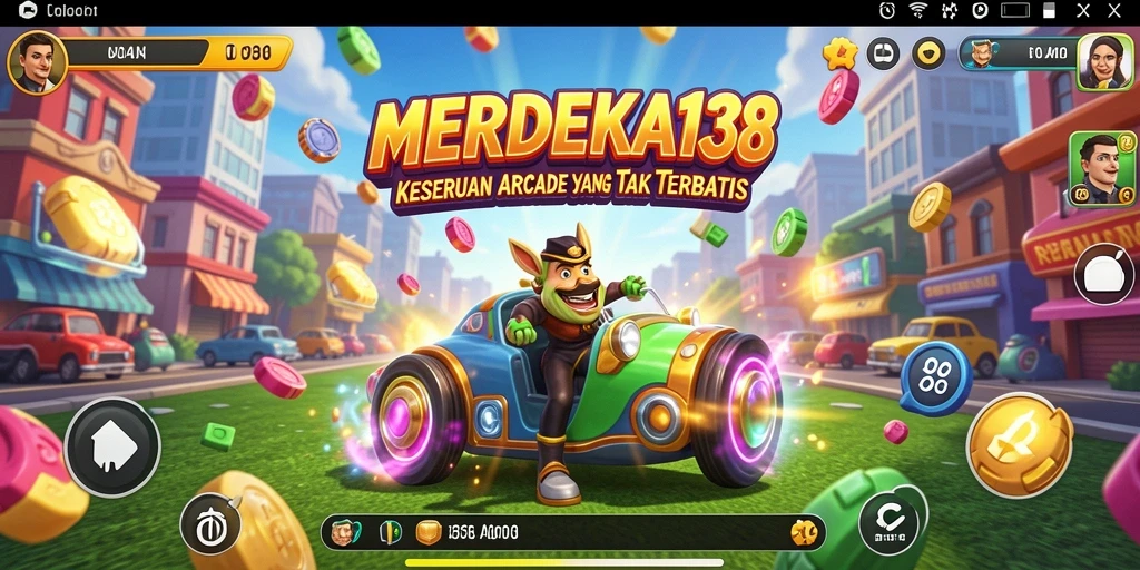 Tampilan dinamis gameplay MERDEKA138 dengan karakter dan level menarik.