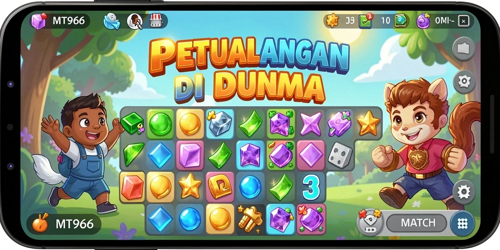Tampilan gameplay seru di MT966 dengan tantangan Match-3.