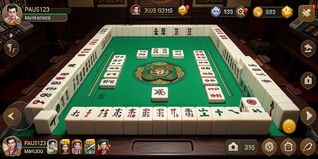 Tangkapan layar PAUS123 menampilkan suasana permainan Mahjong yang seru.