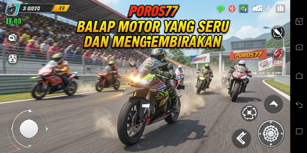 Gambaran gameplay balapan motor yang penuh aksi dan seru.