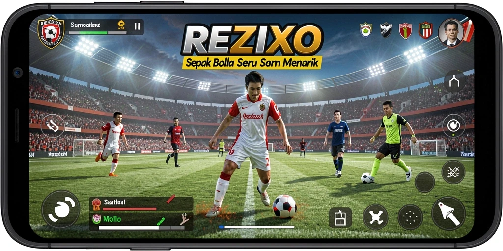 Tangkap momen permainan sepak bola yang mendebarkan di REZIXO.