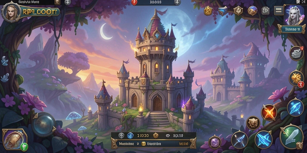 Screenshot gameplay RPLOOT menampilkan pertahanan menara yang strategis.