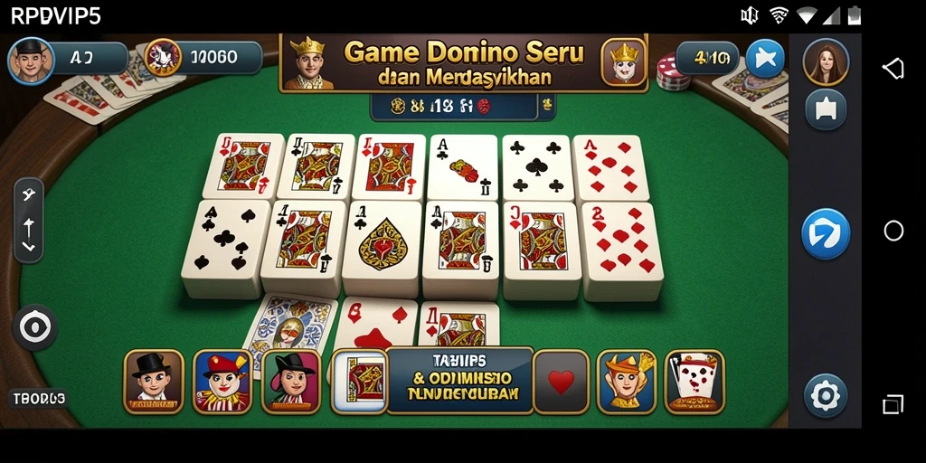 Screenshot RPVIP5 menampilkan gameplay Domino yang seru dan interaktif.
