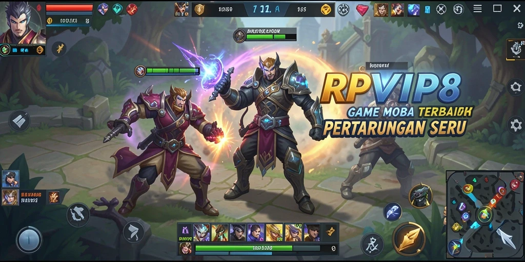 Screenshot utama RPVIP8 menampilkan aksi seru di arena pertandingan MOBA.