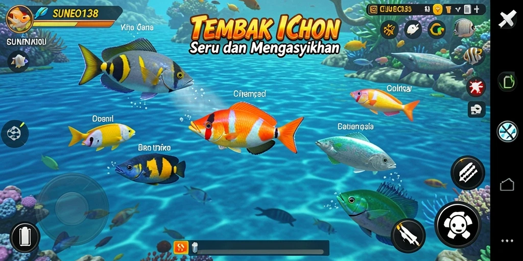 Gameplay seru SUNEO138 dengan aksi menembak ikan yang menarik.